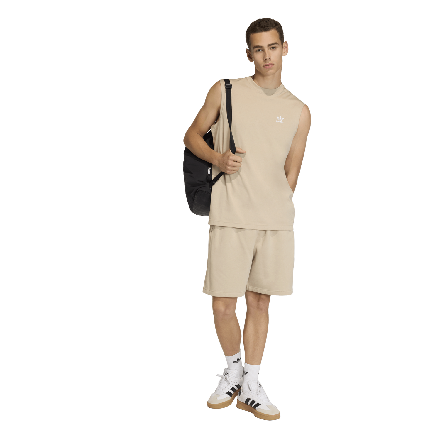 adidas Originals Trefoil Essentials Fleece 7" Shorts - Men's - Stone Khaki