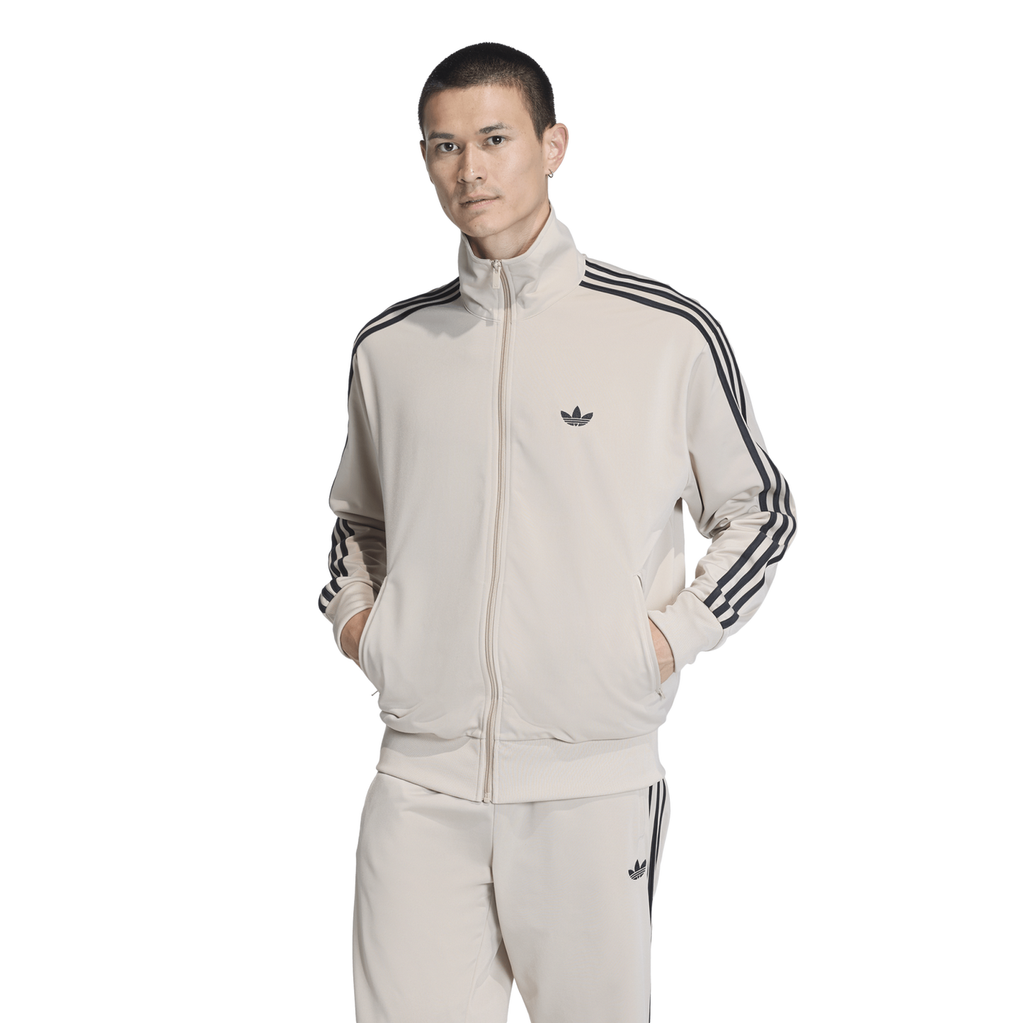 adidas Firebird Track Top - Men's - Stone Khaki/White