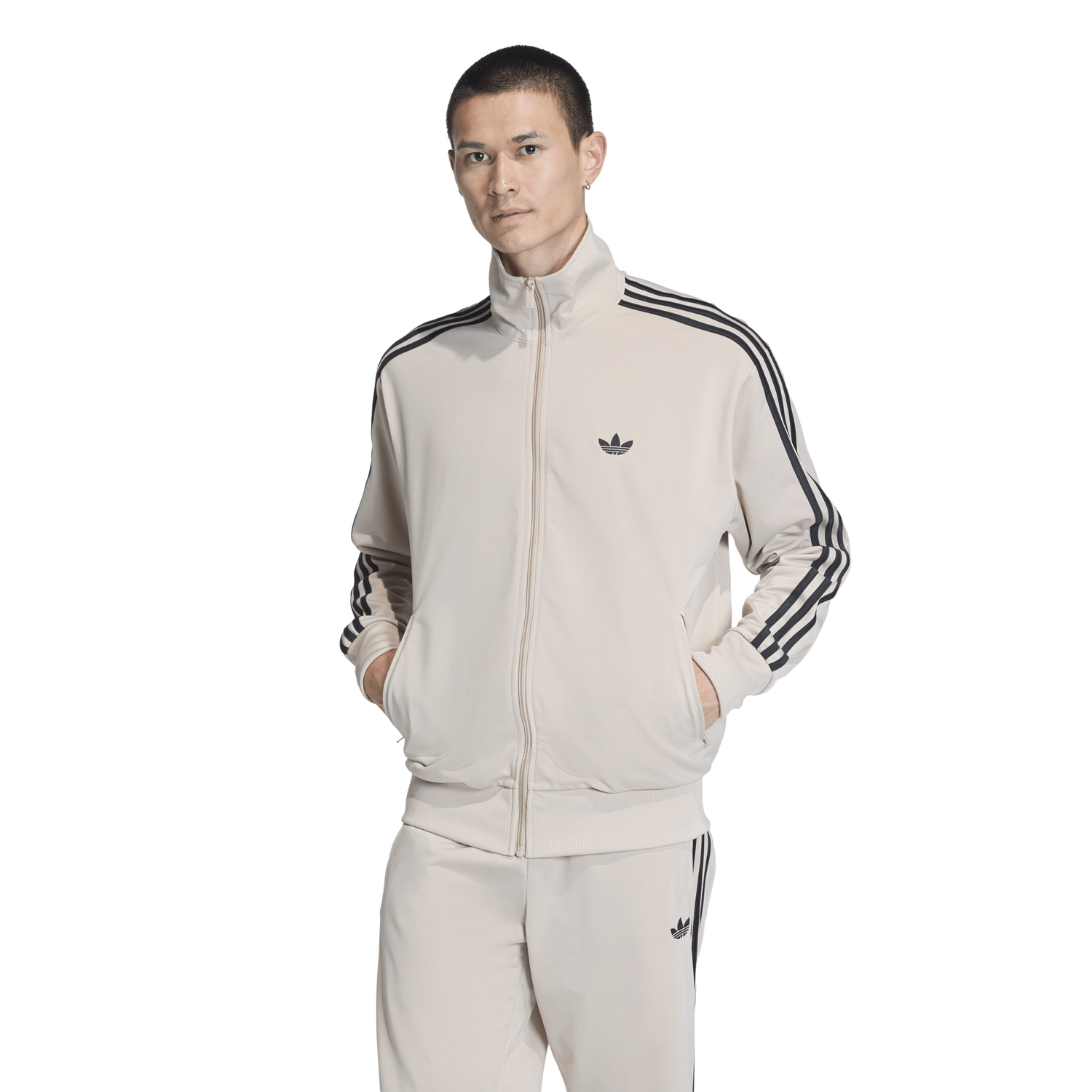 adidas Firebird Track Top - Men's - Stone Khaki/White
