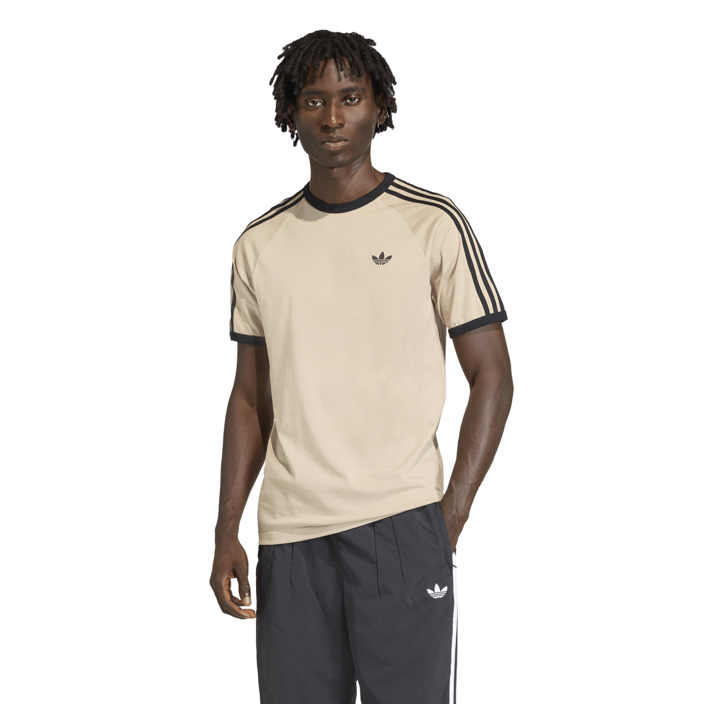 adidas 3-Stripes T-Shirt - Men's - Khaki/Black