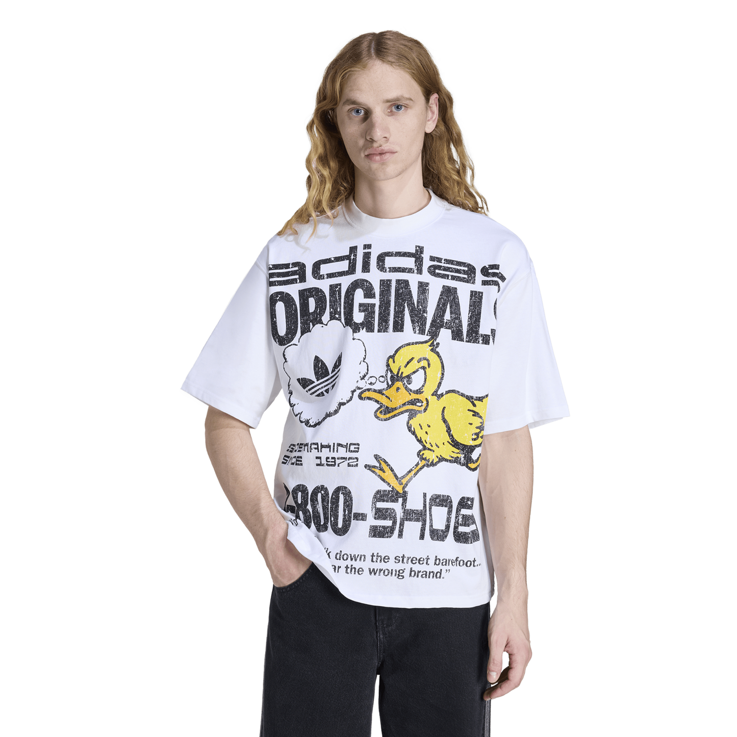 adidas Duck Graphic T-Shirt - Men's - White/Yellow/Yellow/Yellow