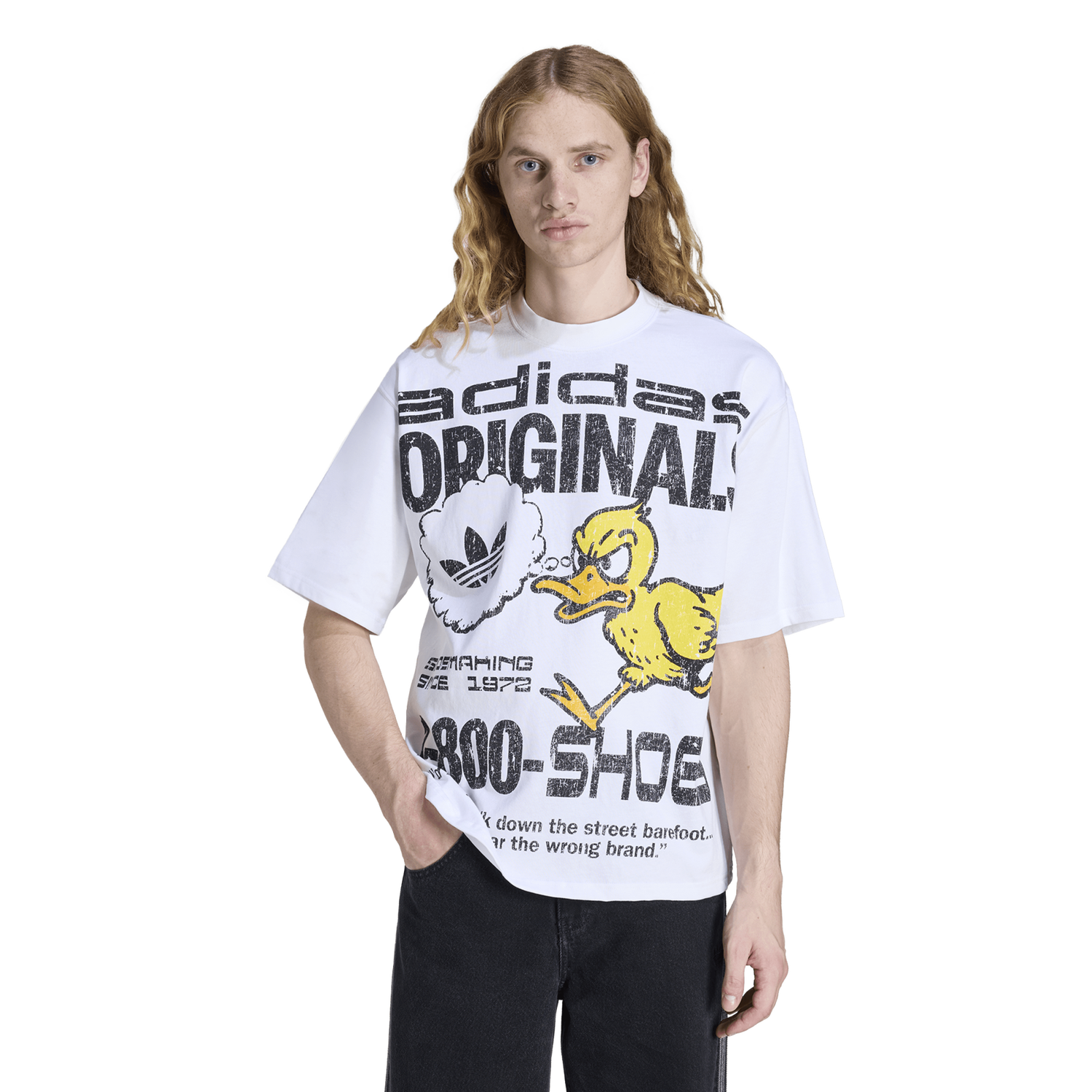 adidas Duck Graphic T-Shirt - Men's - White/Yellow/Yellow/Yellow