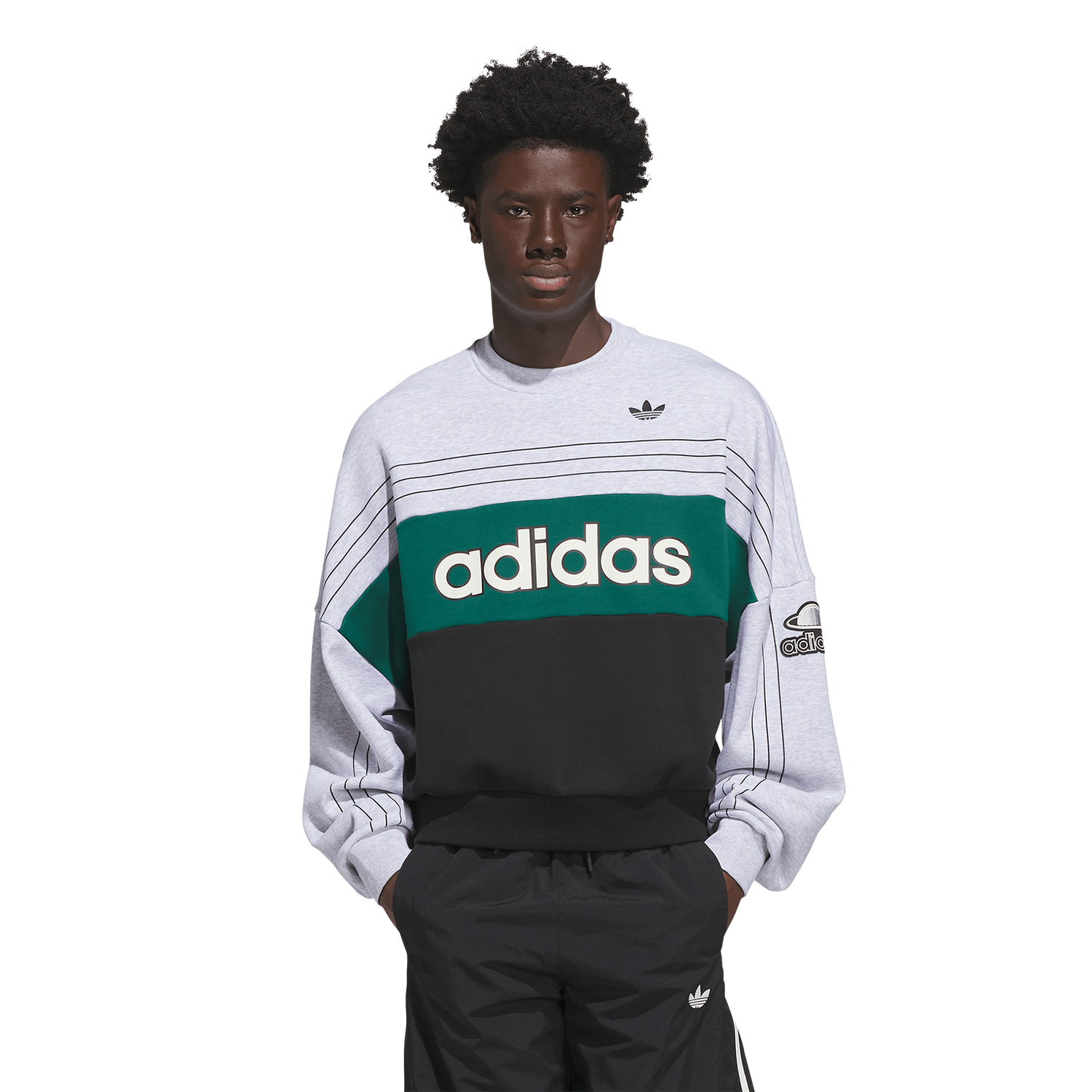 adidas Originals Varsity Crew Sweatshirt - Men's - Light Grey Heather