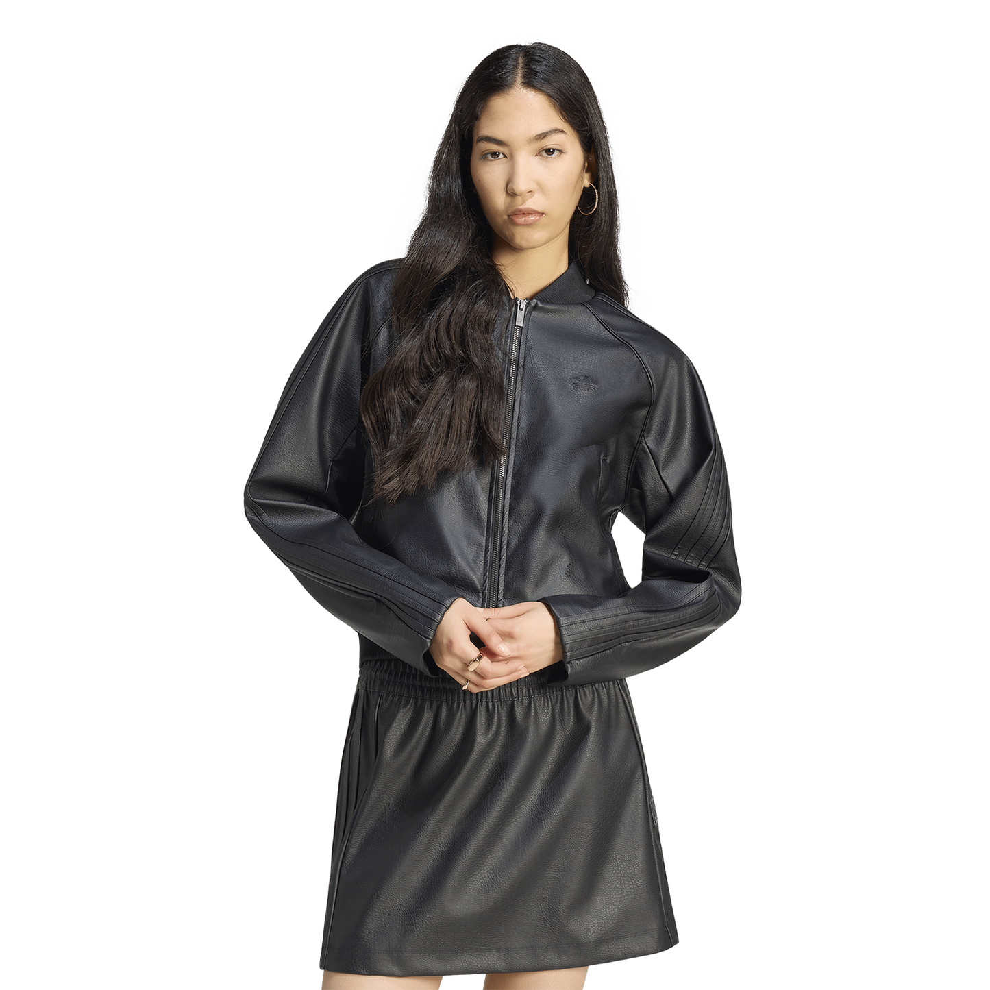 adidas Superstar Track Top Pleather - Women's - Black/Maroon
