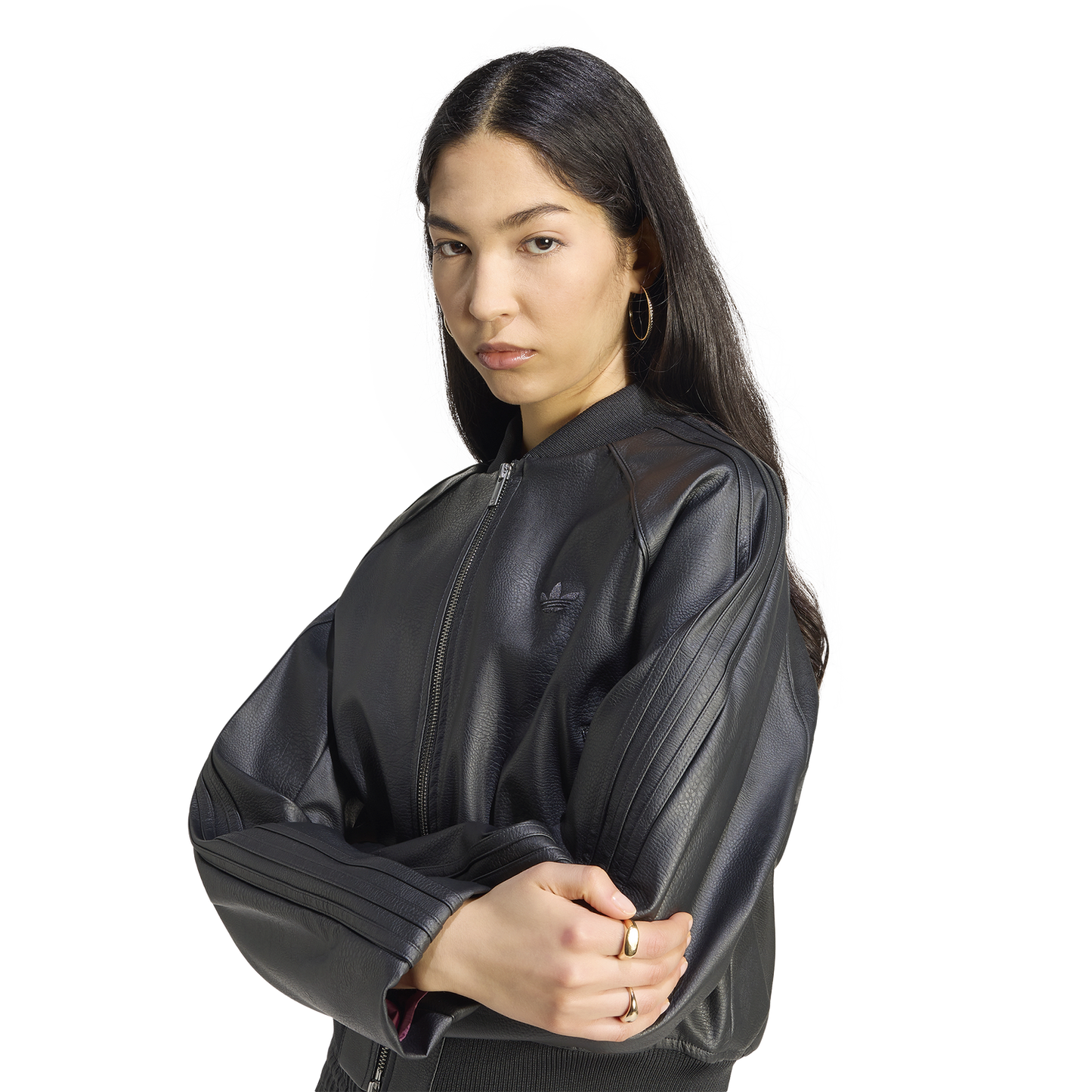 adidas Superstar Track Top Pleather - Women's - Black/Maroon
