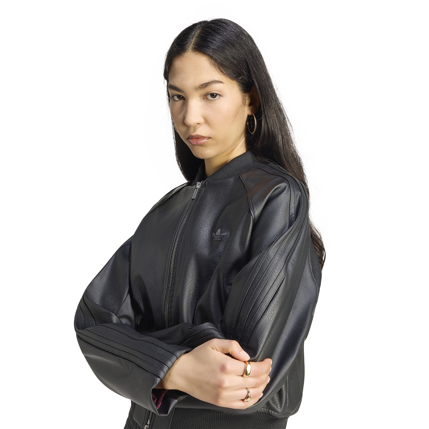 adidas Superstar Track Top Pleather - Women's - Black/Maroon