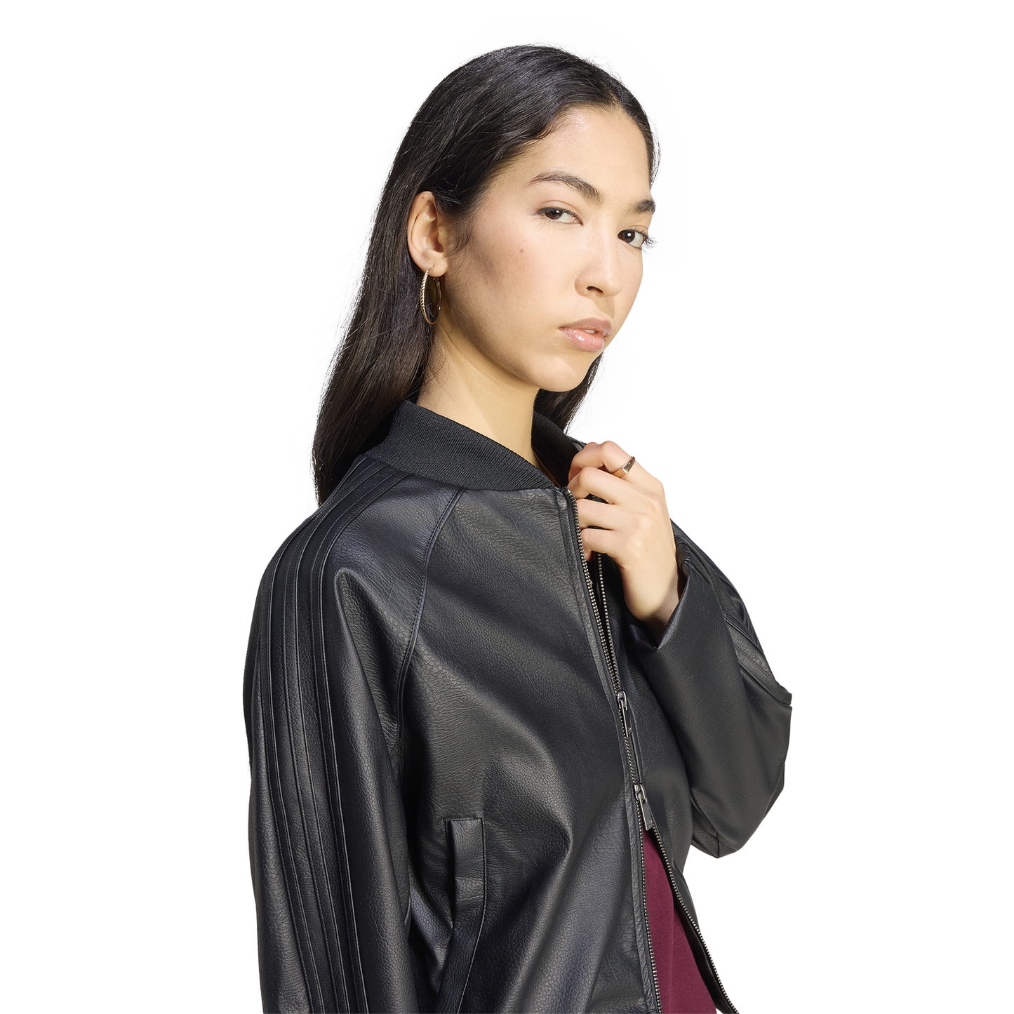 adidas Superstar Track Top Pleather - Women's - Black/Maroon