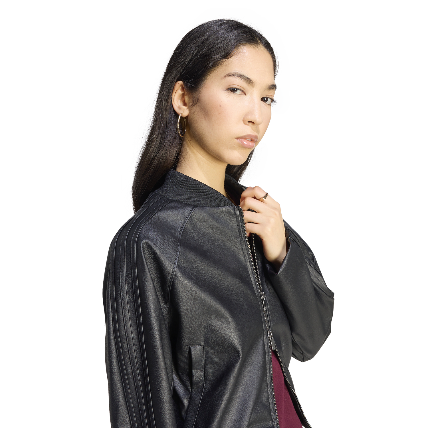 adidas Superstar Track Top Pleather - Women's - Black/Maroon