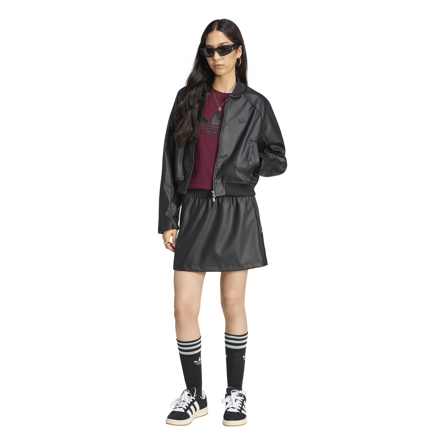 adidas Superstar Track Top Pleather - Women's - Black/Maroon