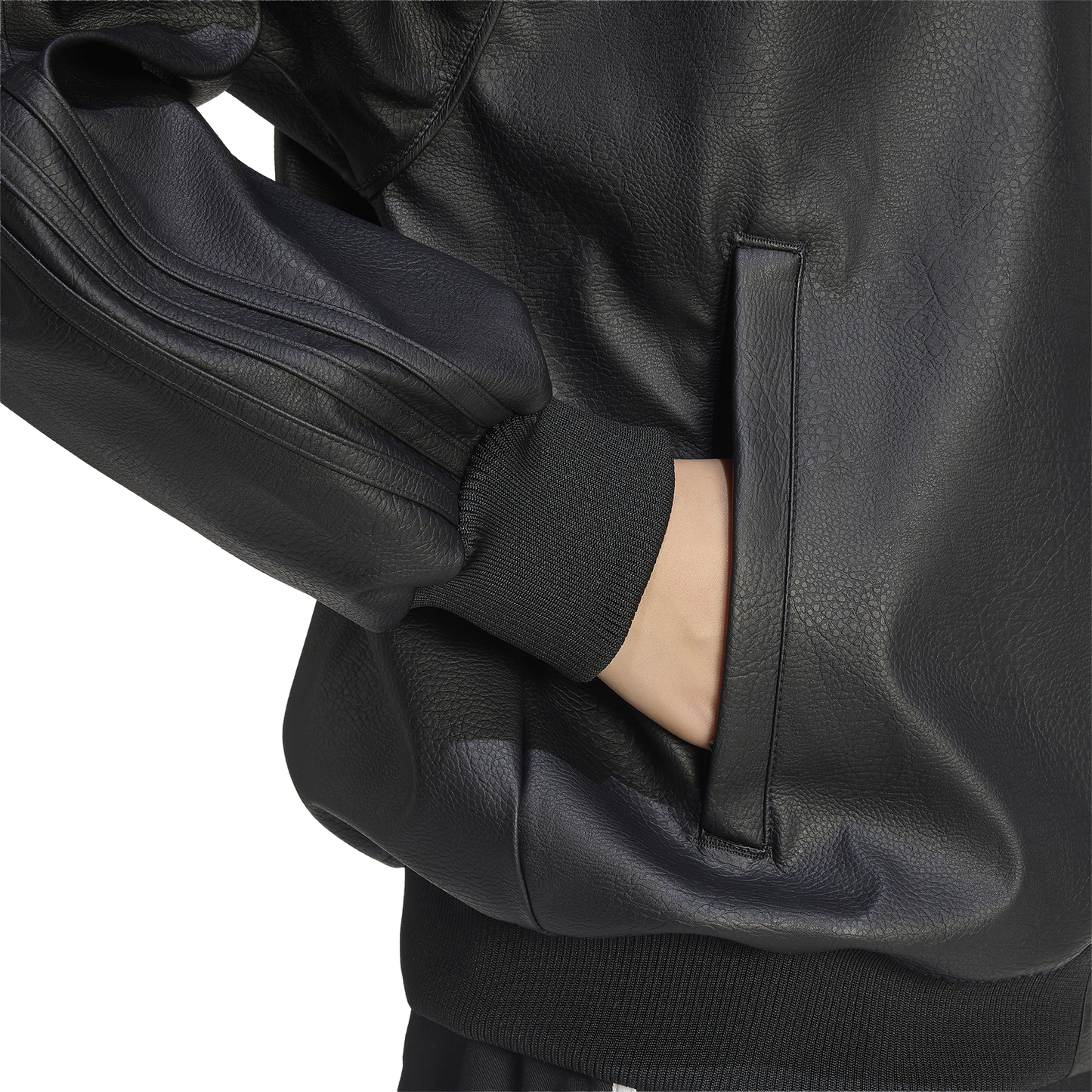 adidas Originals Pleather SST Oversized Track Top - Women's - Black/Maroon