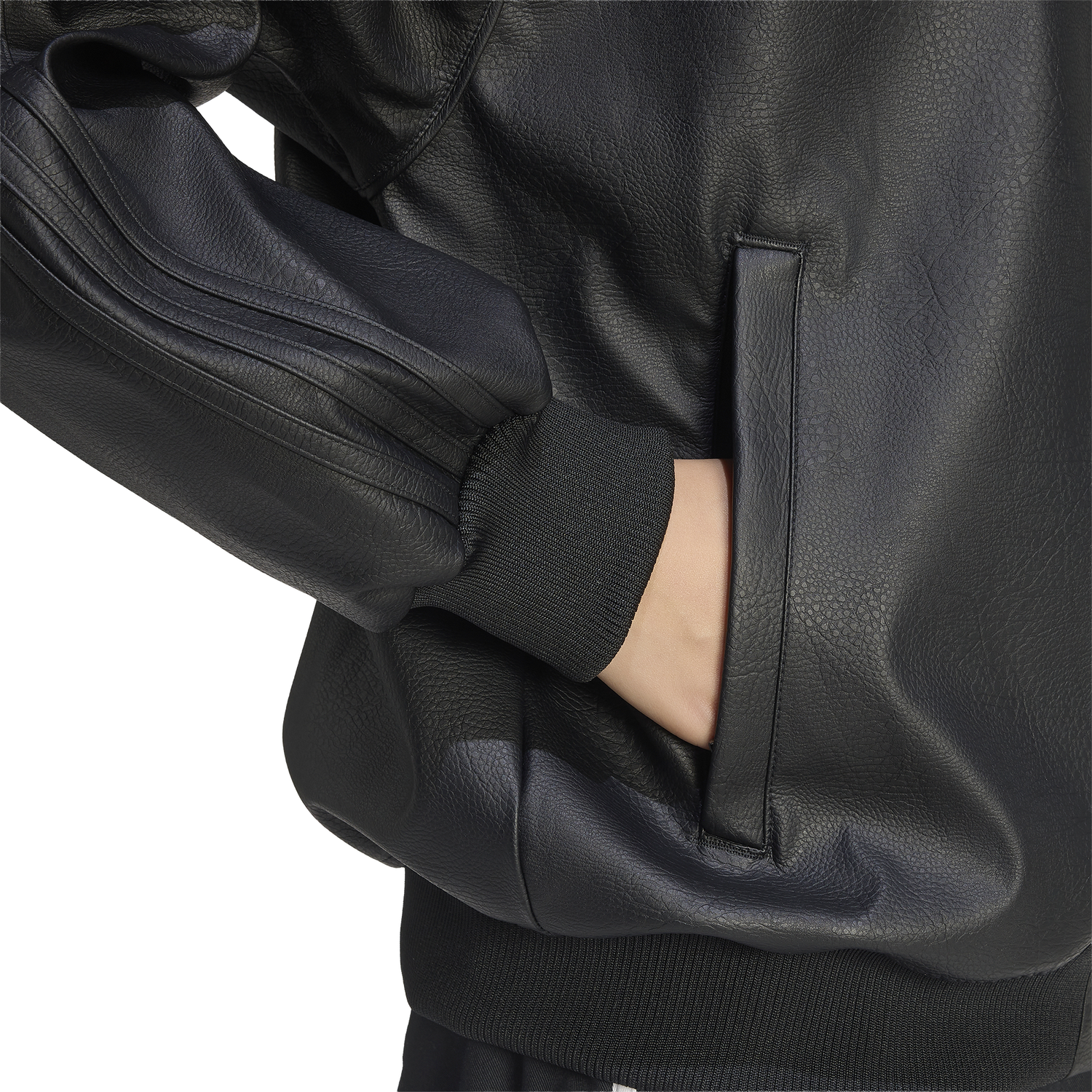 adidas Originals Pleather SST Oversized Track Top - Women's - Black/Maroon
