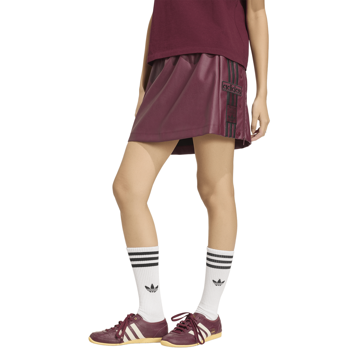 adidas Originals adibreak Pleather Skirt - Women's - Maroon/Black