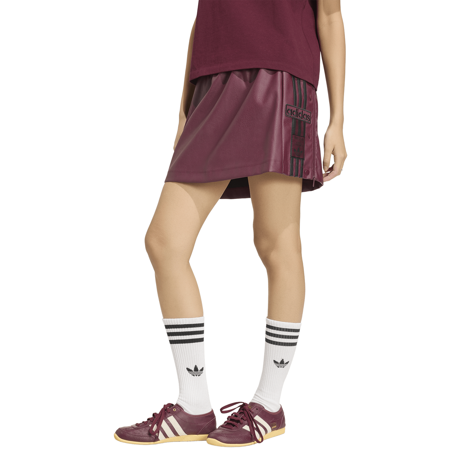 adidas Originals adibreak Pleather Skirt - Women's - Maroon/Black
