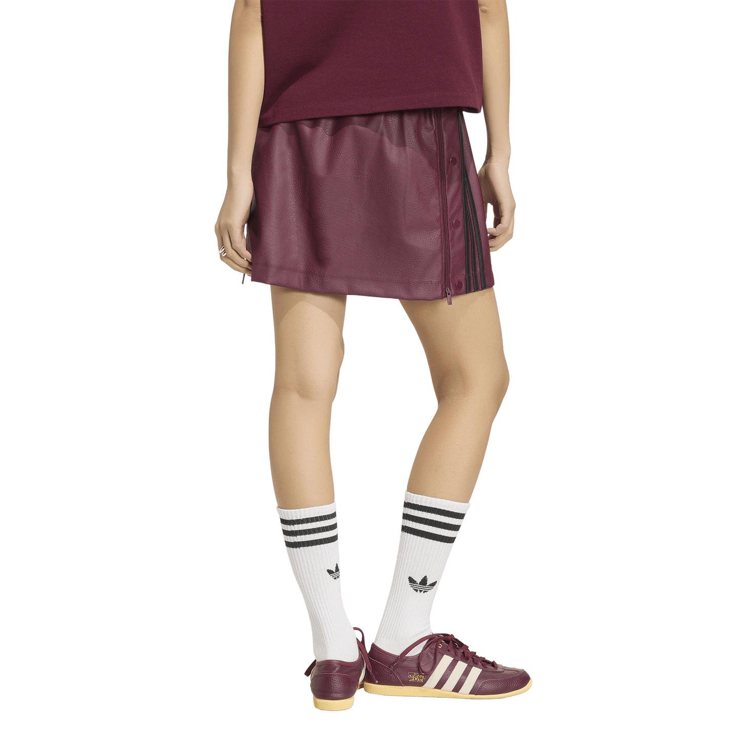 adidas Originals adibreak Pleather Skirt - Women's - Maroon/Black