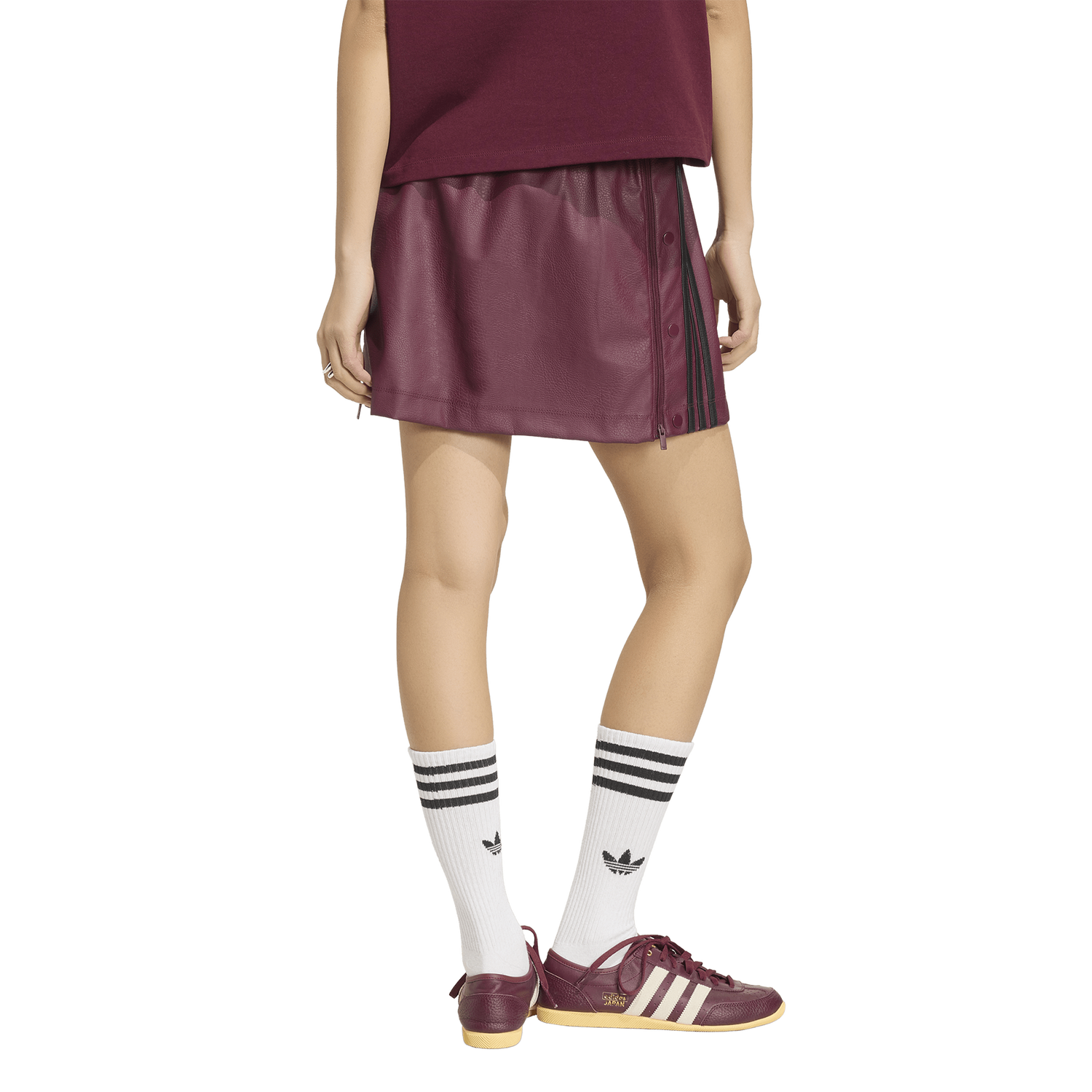 adidas Originals adibreak Pleather Skirt - Women's - Maroon/Black