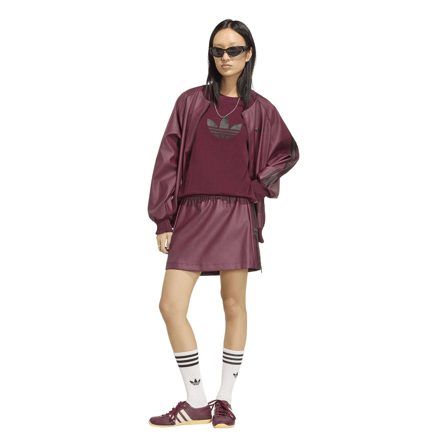 adidas Originals adibreak Pleather Skirt - Women's - Maroon/Black