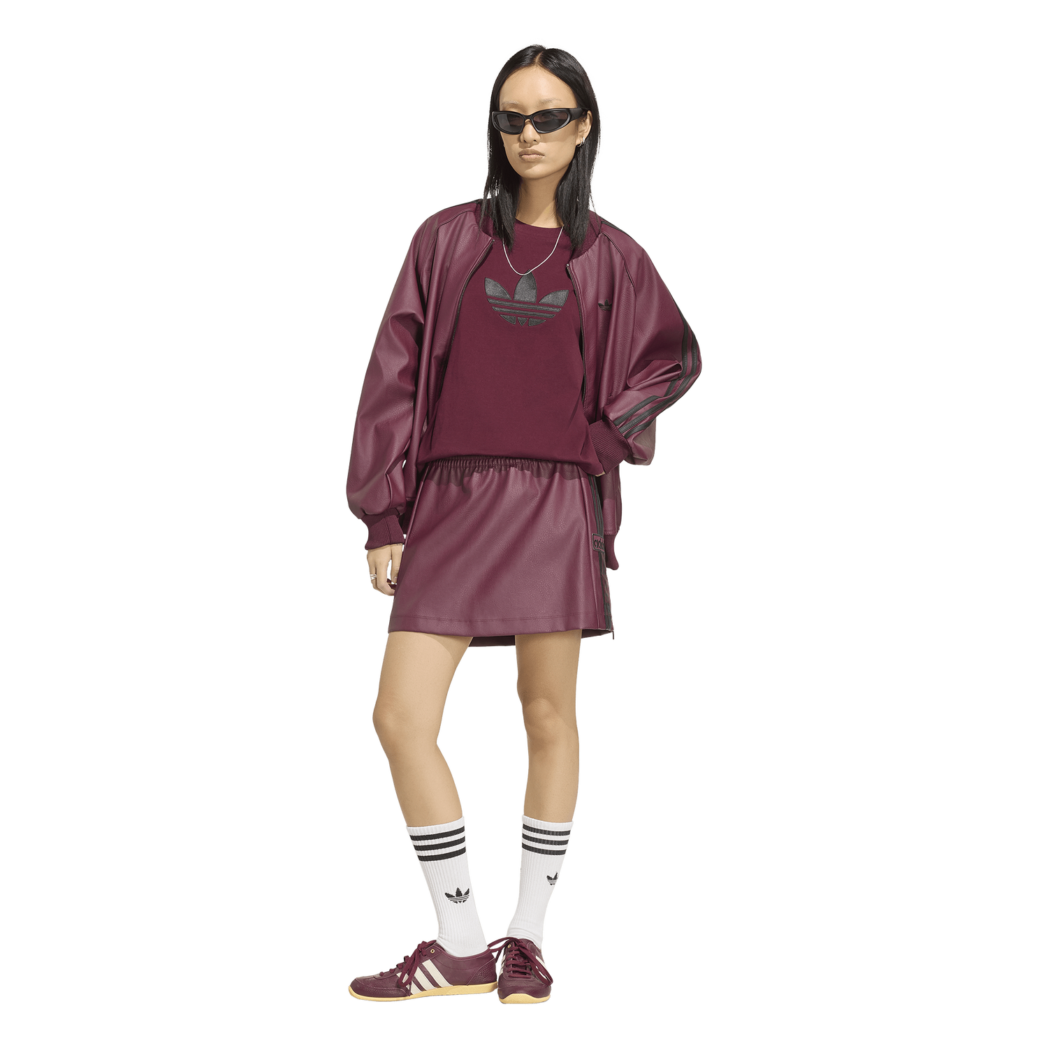 adidas Originals adibreak Pleather Skirt - Women's - Maroon/Black