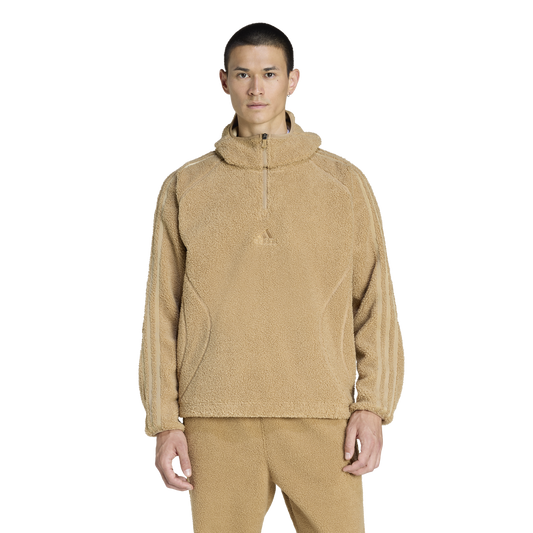 adidas Borg Fleece Quarter-Zip Hoodie - Men's - Brown/Tan