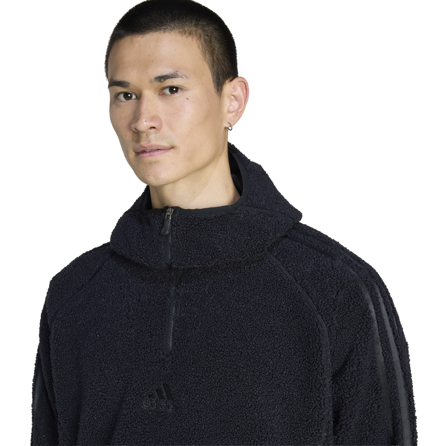 adidas Borg Fleece Quarter-Zip Hoodie - Men's - Black