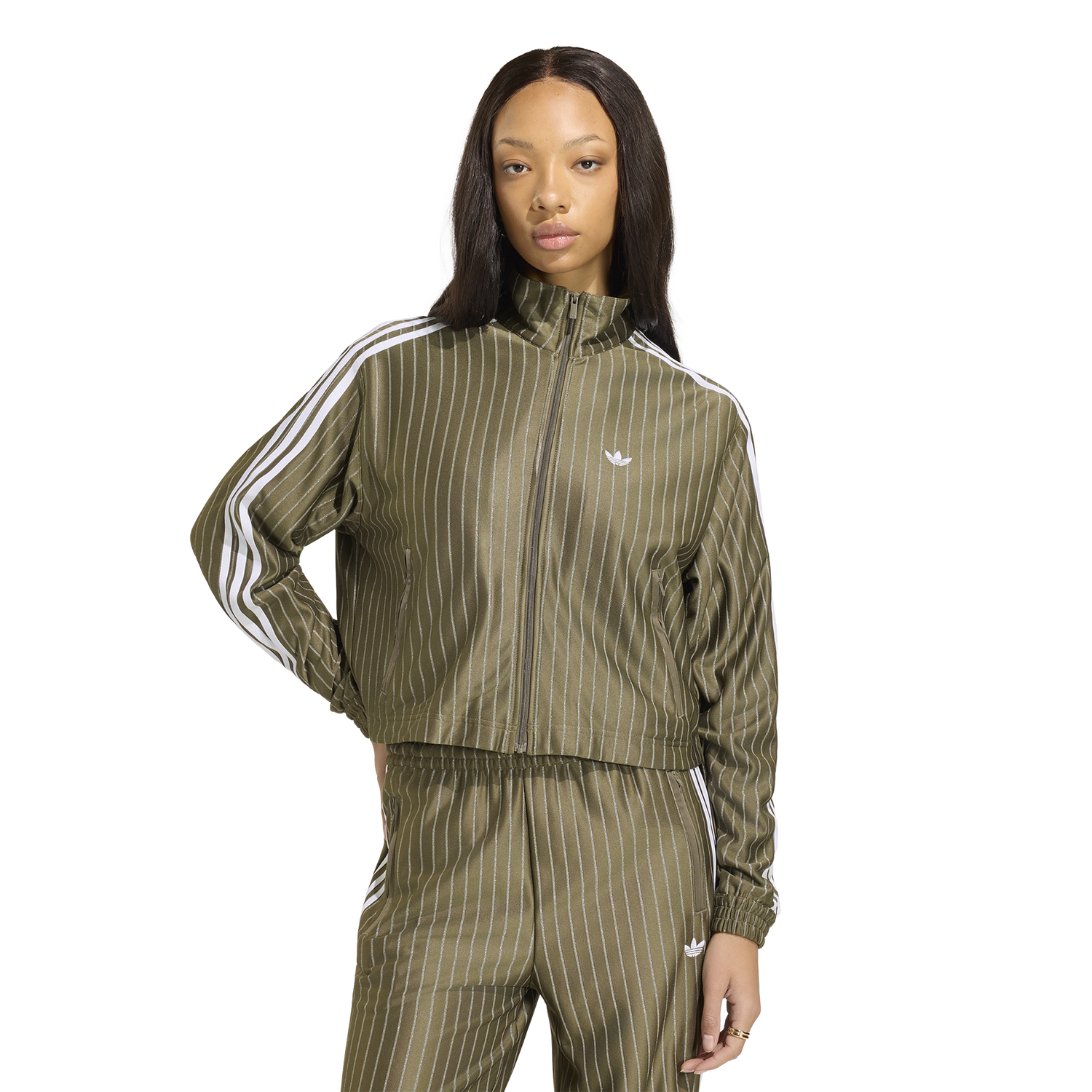 adidas Originals Firebird Pinstripe Track Top - Women's - Branch/Silver Metallic