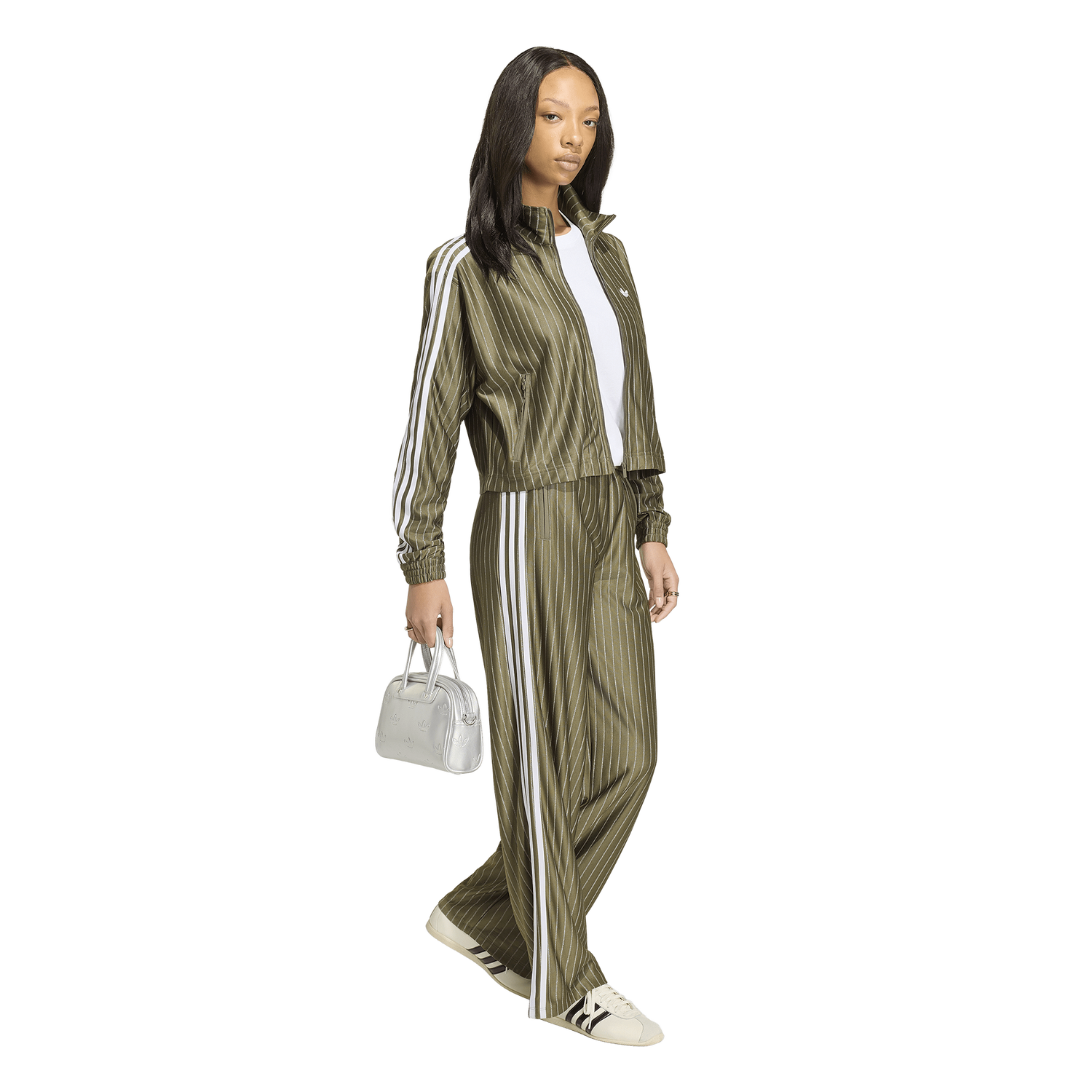adidas Originals Firebird Pinstripe Track Top - Women's - Branch/Silver Metallic