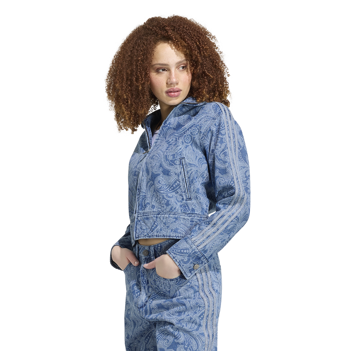 adidas Originals x Liberty London Firebird Denim Top - Women's - Medium Vintage Denim/Light Denim