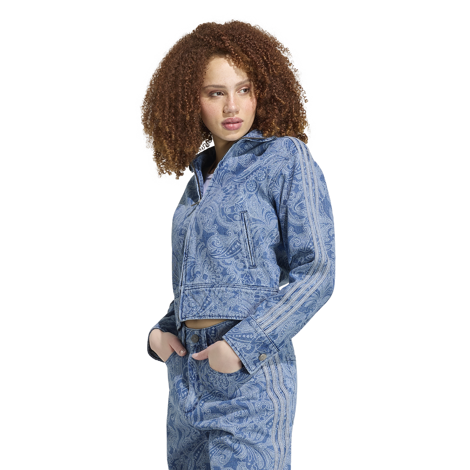 adidas Originals x Liberty London Firebird Denim Top - Women's - Medium Vintage Denim/Light Denim