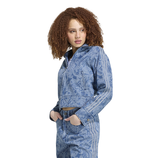 adidas Originals x Liberty London Firebird Denim Top - Women's - Medium Vintage Denim/Light Denim