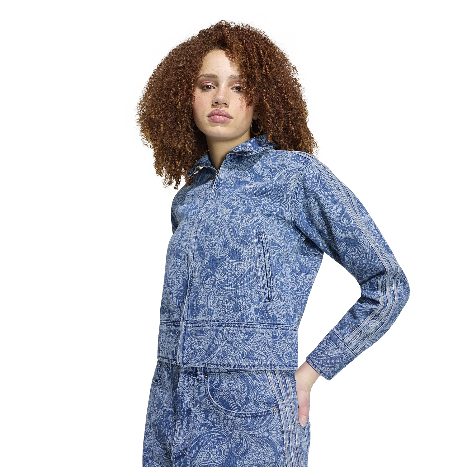 adidas Originals x Liberty London Firebird Denim Top - Women's - Medium Vintage Denim/Light Denim