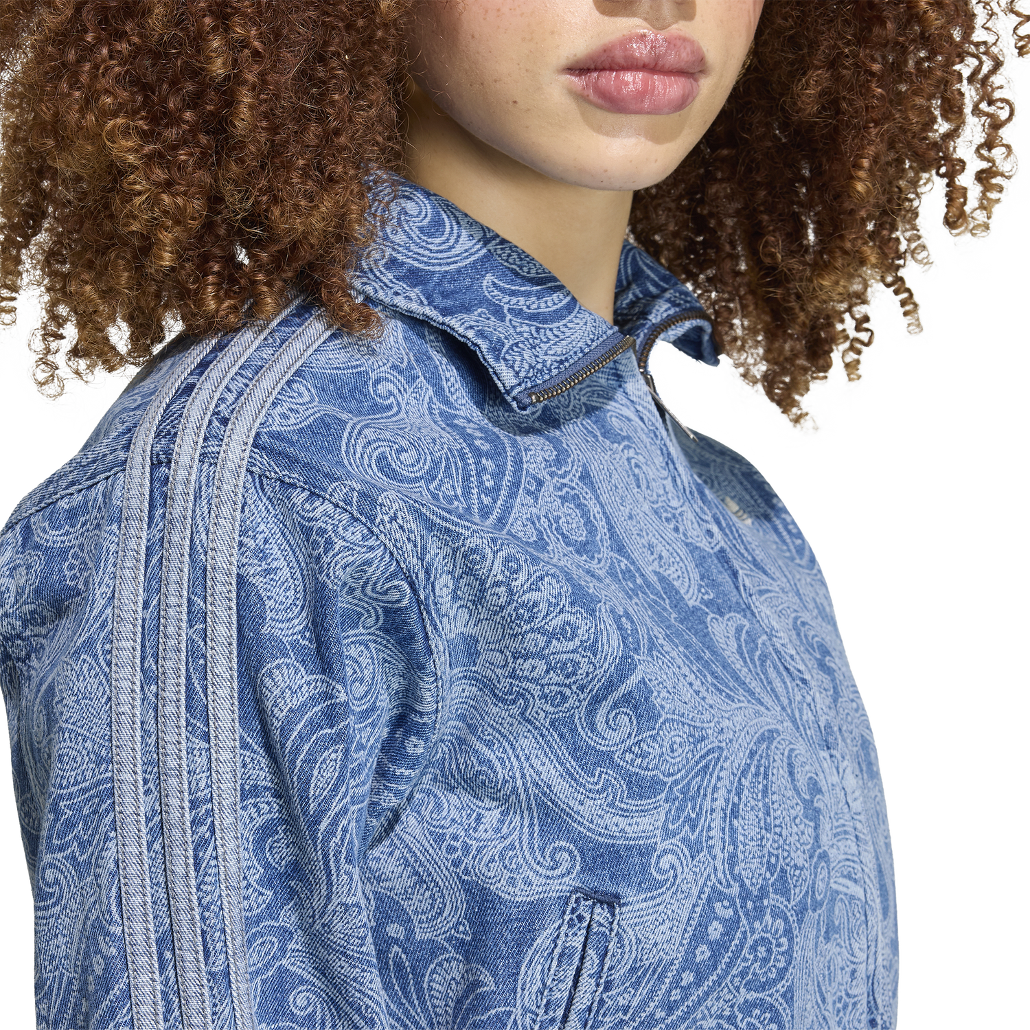 adidas Originals x Liberty London Firebird Denim Top - Women's - Medium Vintage Denim/Light Denim