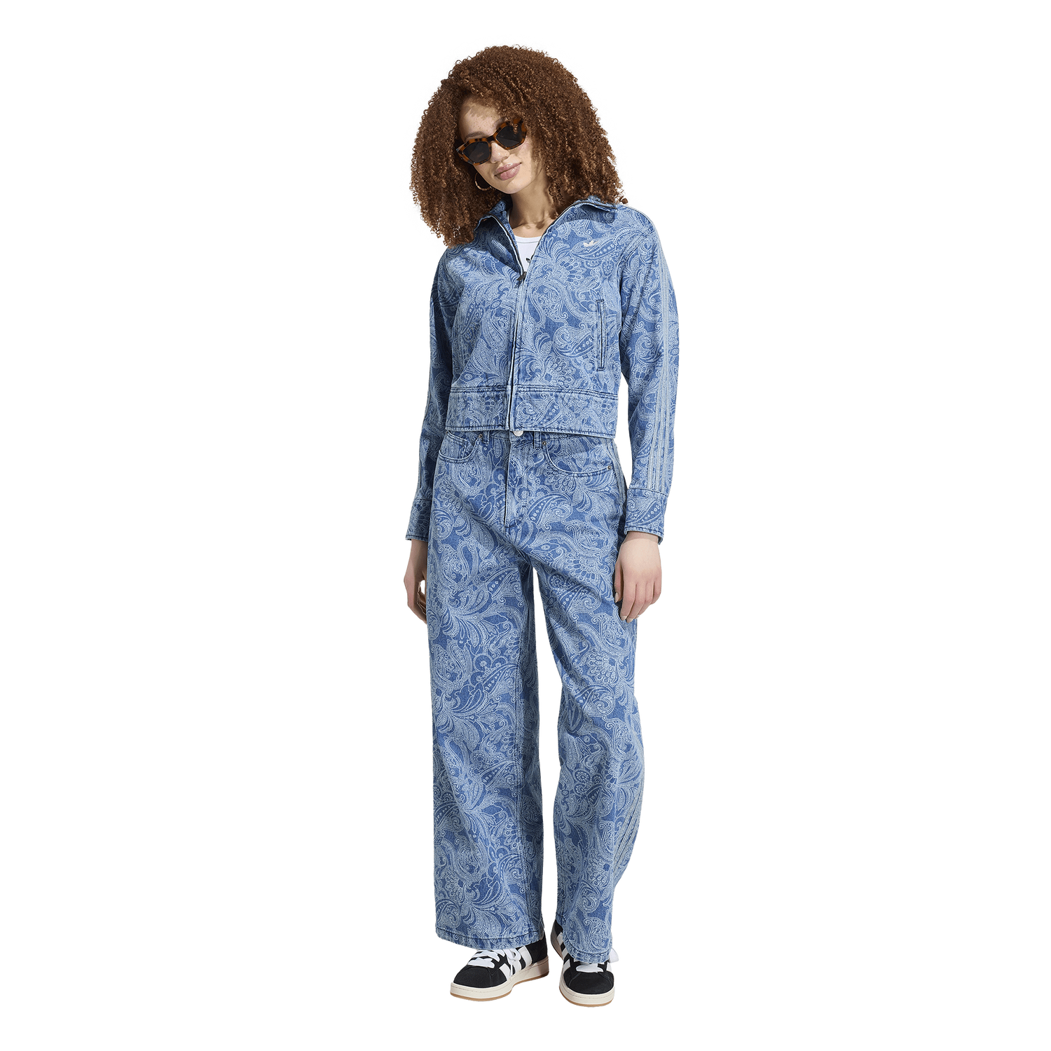 adidas Originals x Liberty London Firebird Denim Top - Women's - Medium Vintage Denim/Light Denim