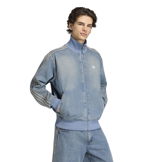 adidas Originals Adicolor Denim Firebird Track Top - Men's - Worn Blue Denim