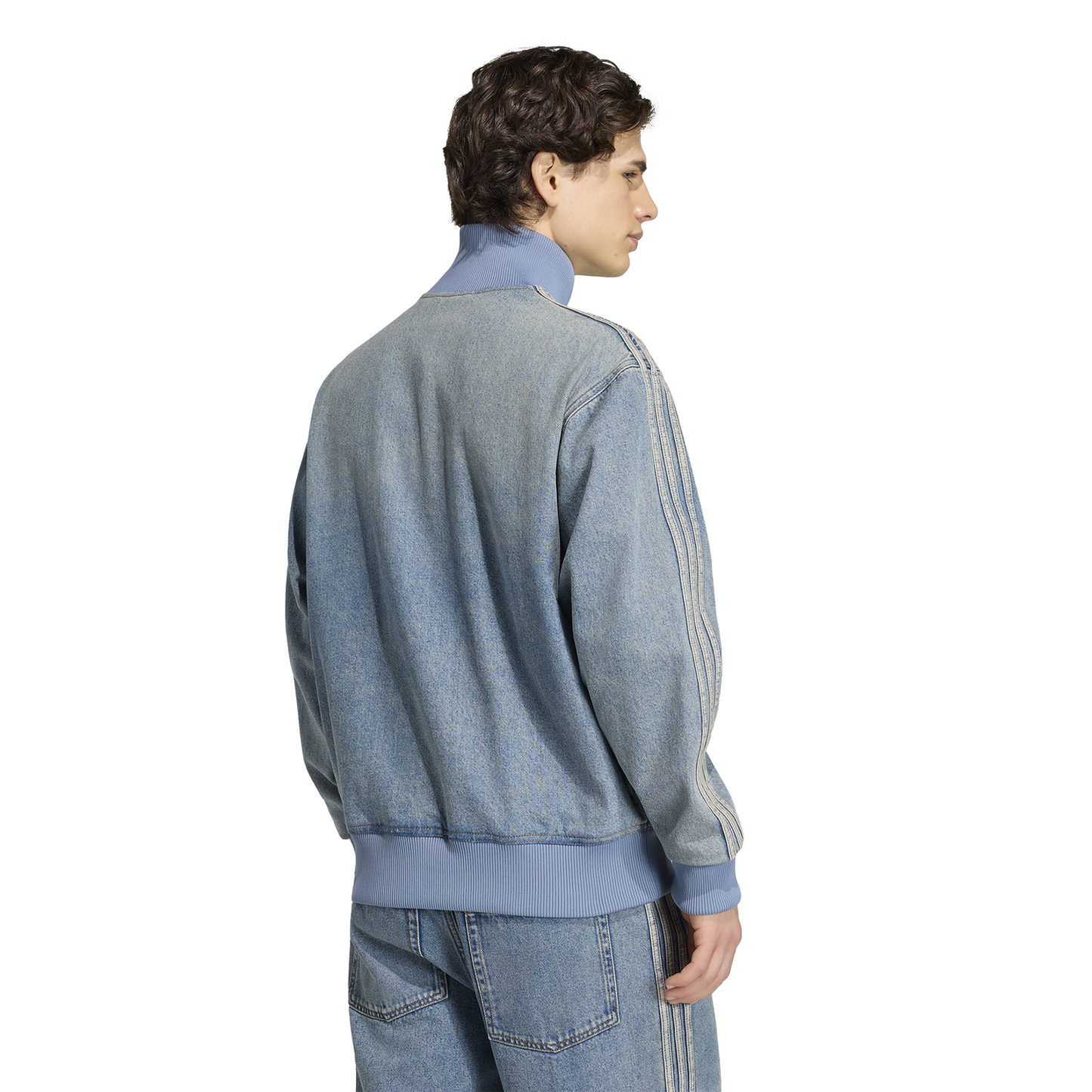 adidas Originals Adicolor Denim Firebird Track Top - Men's - Worn Blue Denim