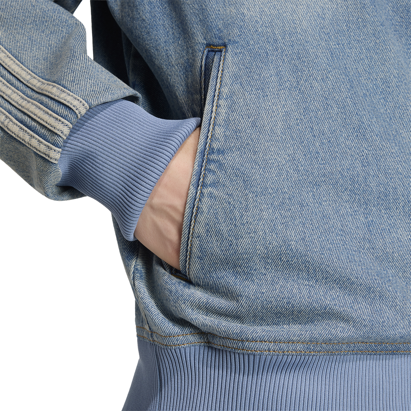 adidas Originals Adicolor Denim Firebird Track Top - Men's - Worn Blue Denim