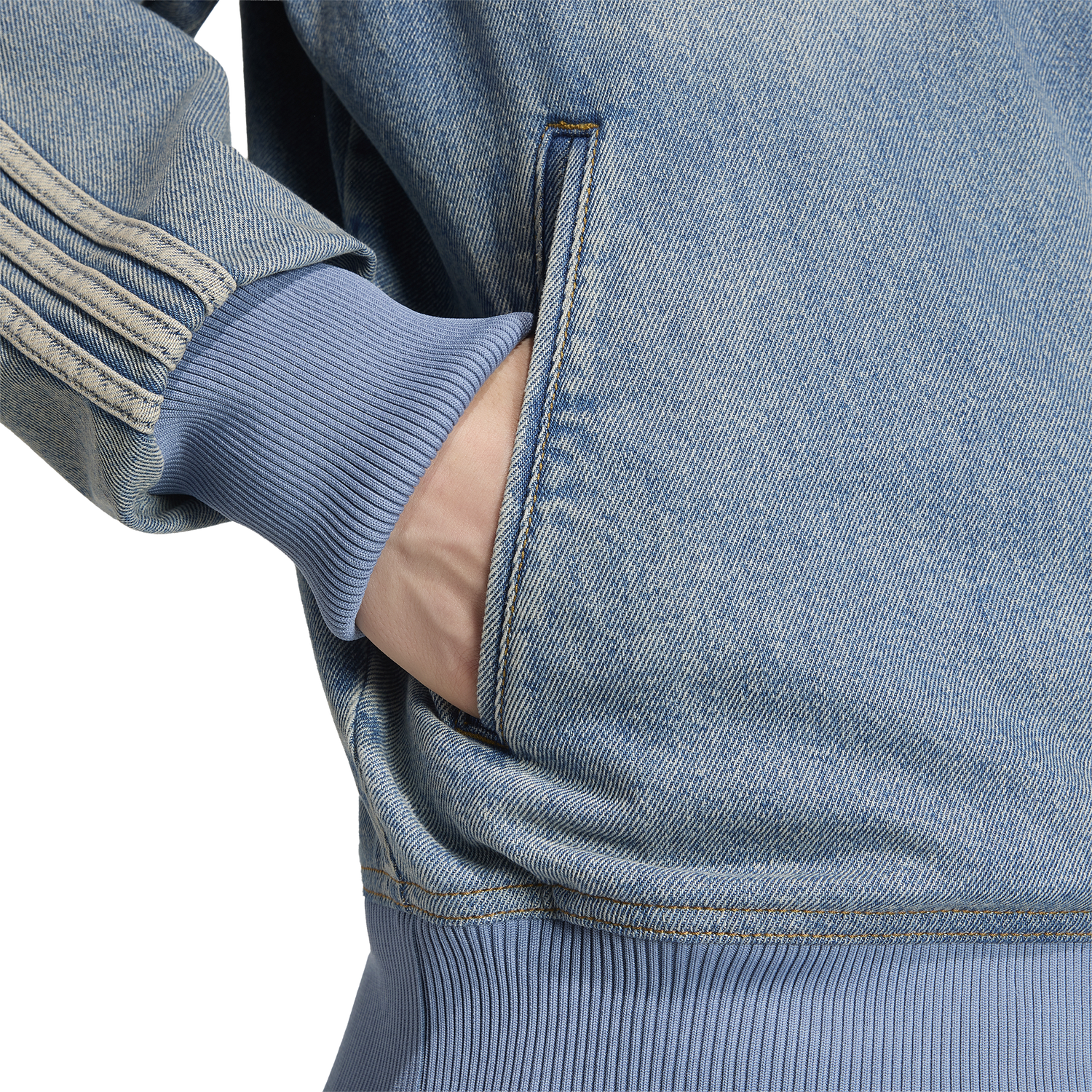 adidas Originals Adicolor Denim Firebird Track Top - Men's - Worn Blue Denim