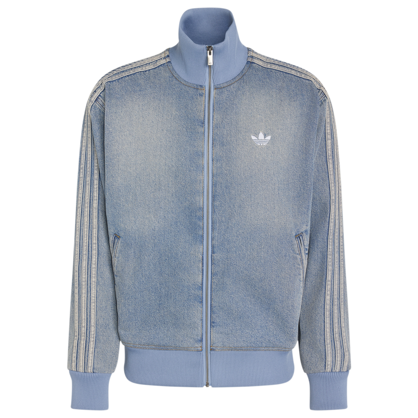 adidas Originals Adicolor Denim Firebird Track Top - Men's - Worn Blue Denim