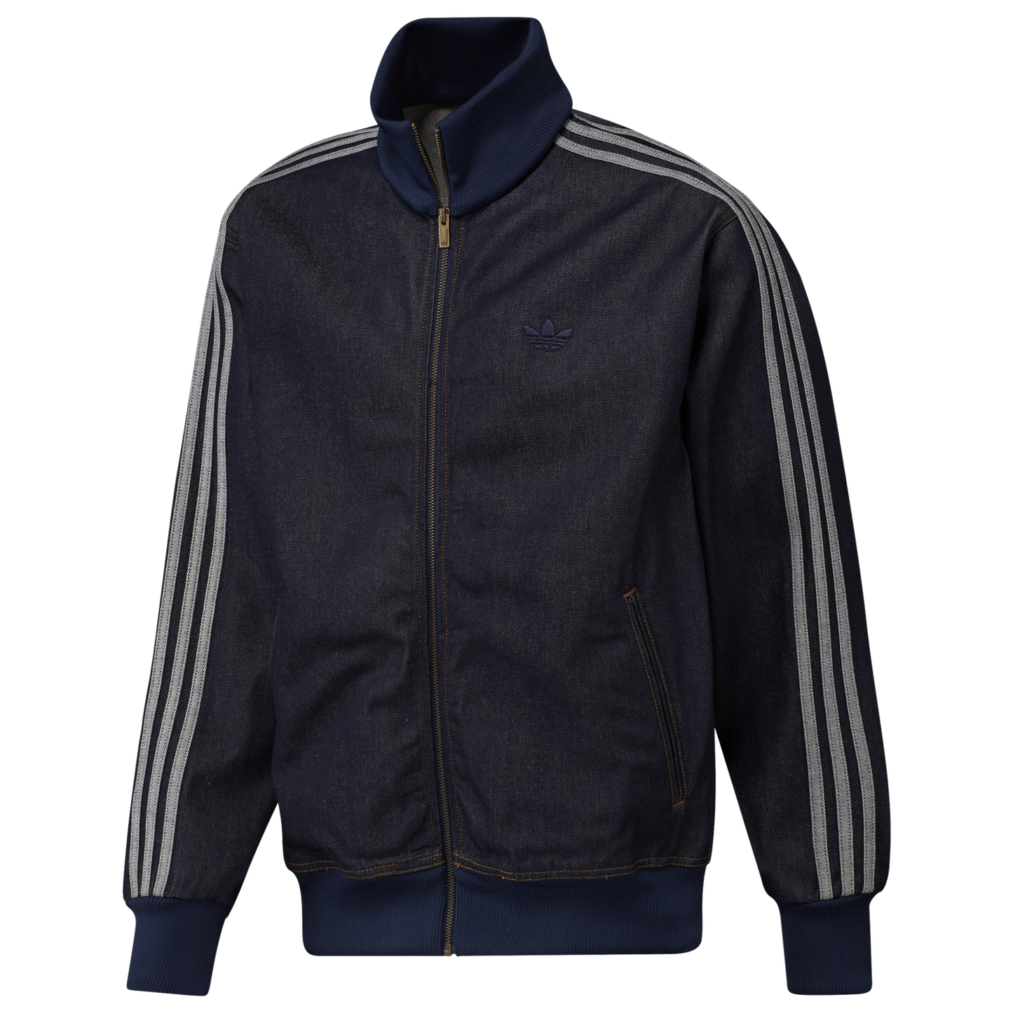 adidas Denim Firebird Track Top - Men's - Indigo Denim/Grey