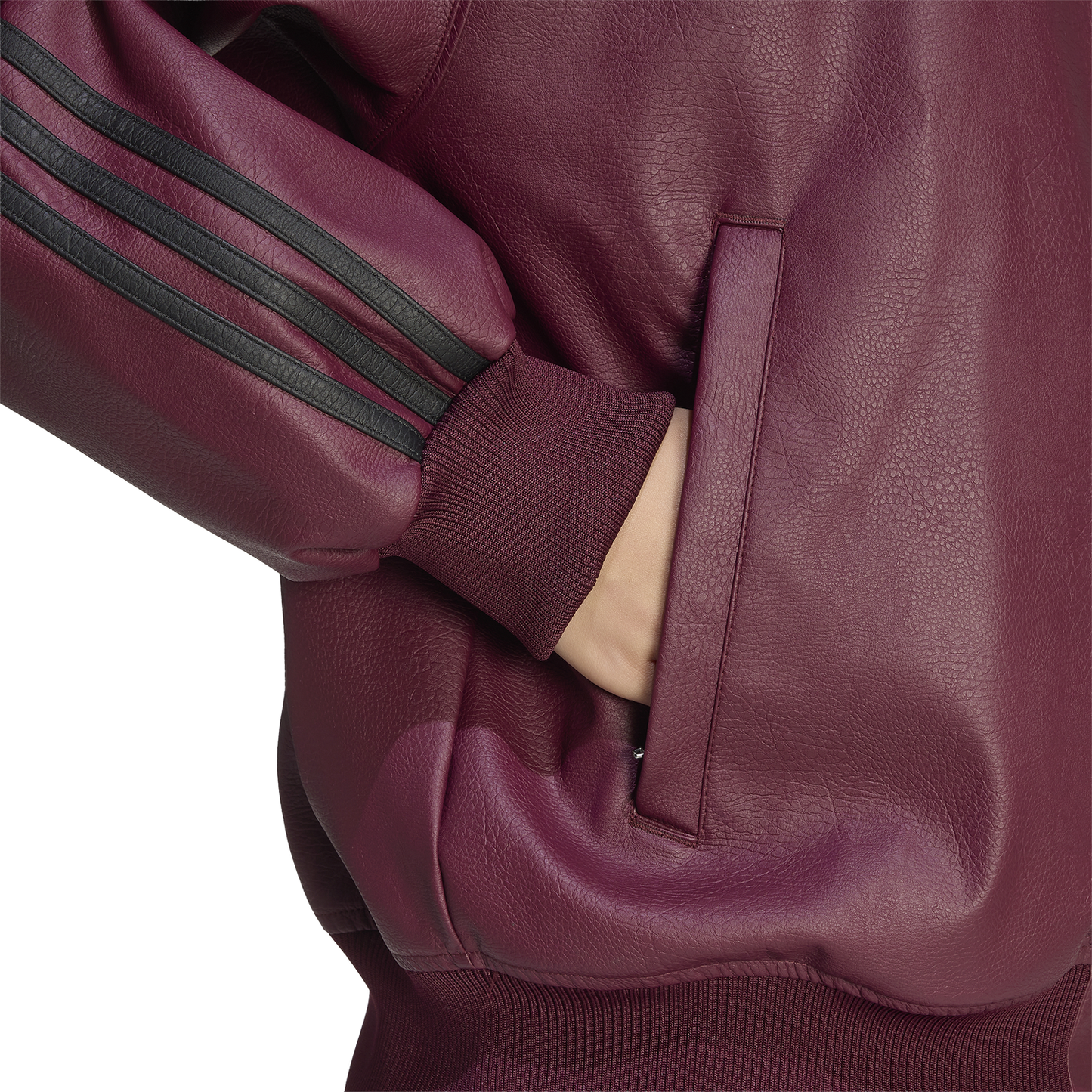 adidas Originals Pleather SST Oversized Track Top - Women's - Maroon/Black/Dark Football Gold