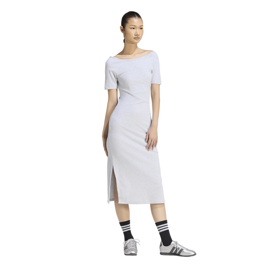 adidas Kit Small Logo Rib Dress - Women's - Light Grey Heather