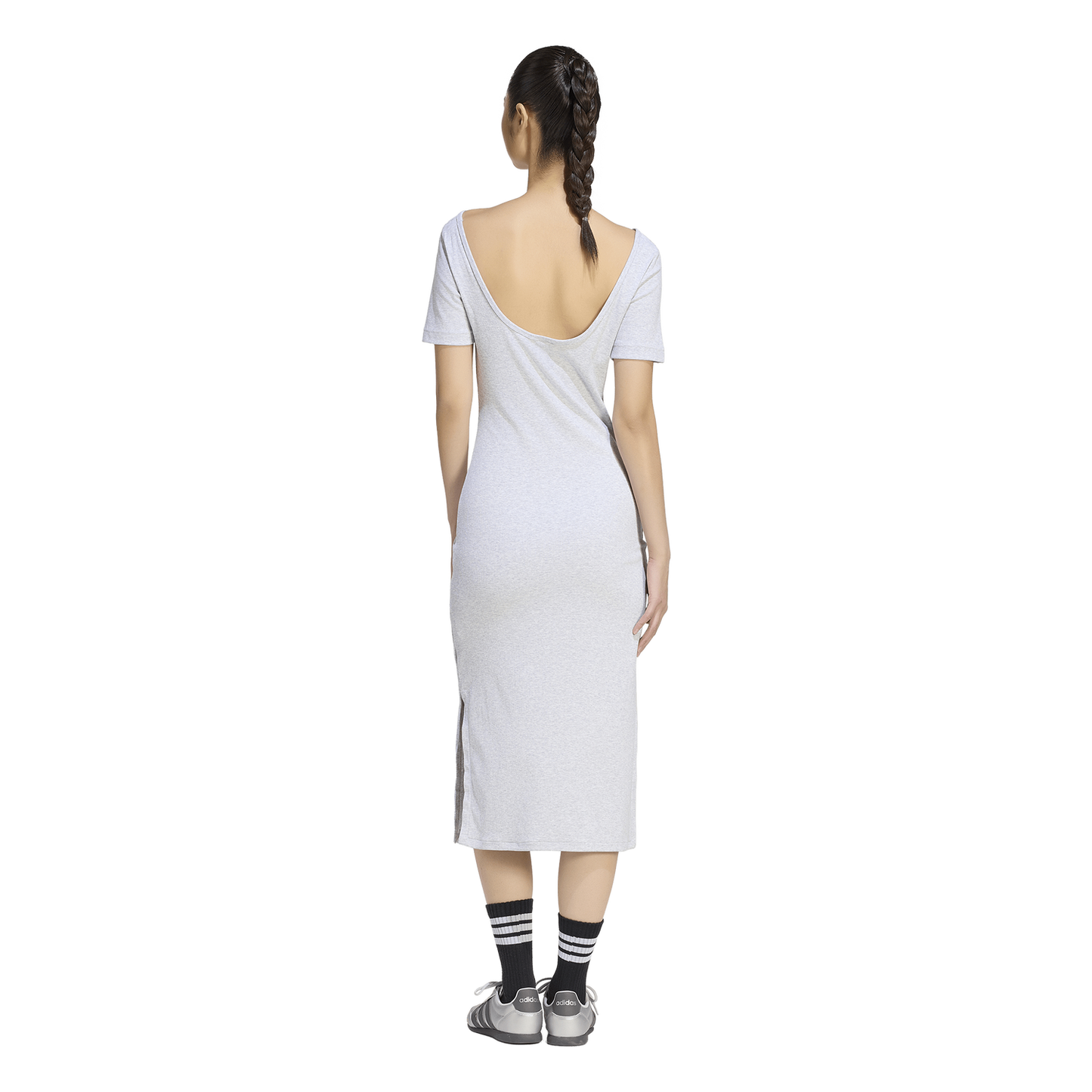 adidas Kit Small Logo Rib Dress - Women's - Light Grey Heather