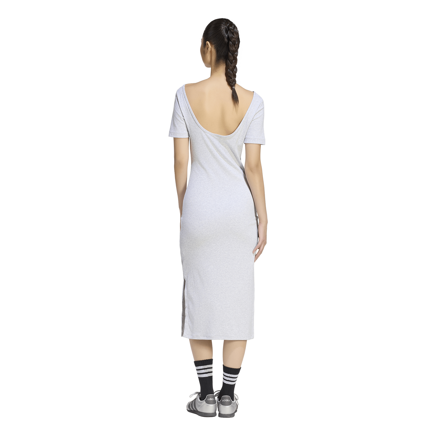 adidas Kit Small Logo Rib Dress - Women's - Light Grey Heather