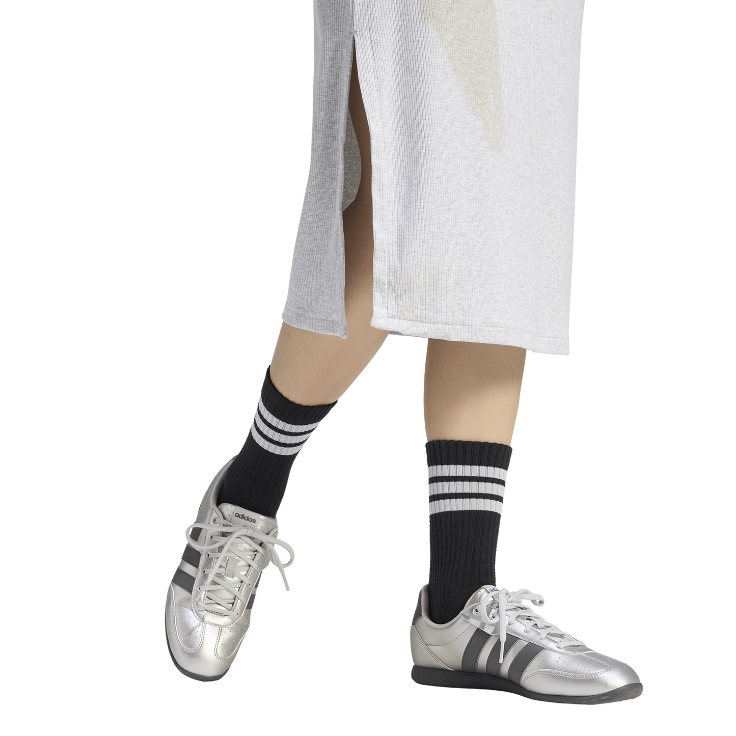 adidas Kit Small Logo Rib Dress - Women's - Light Grey Heather
