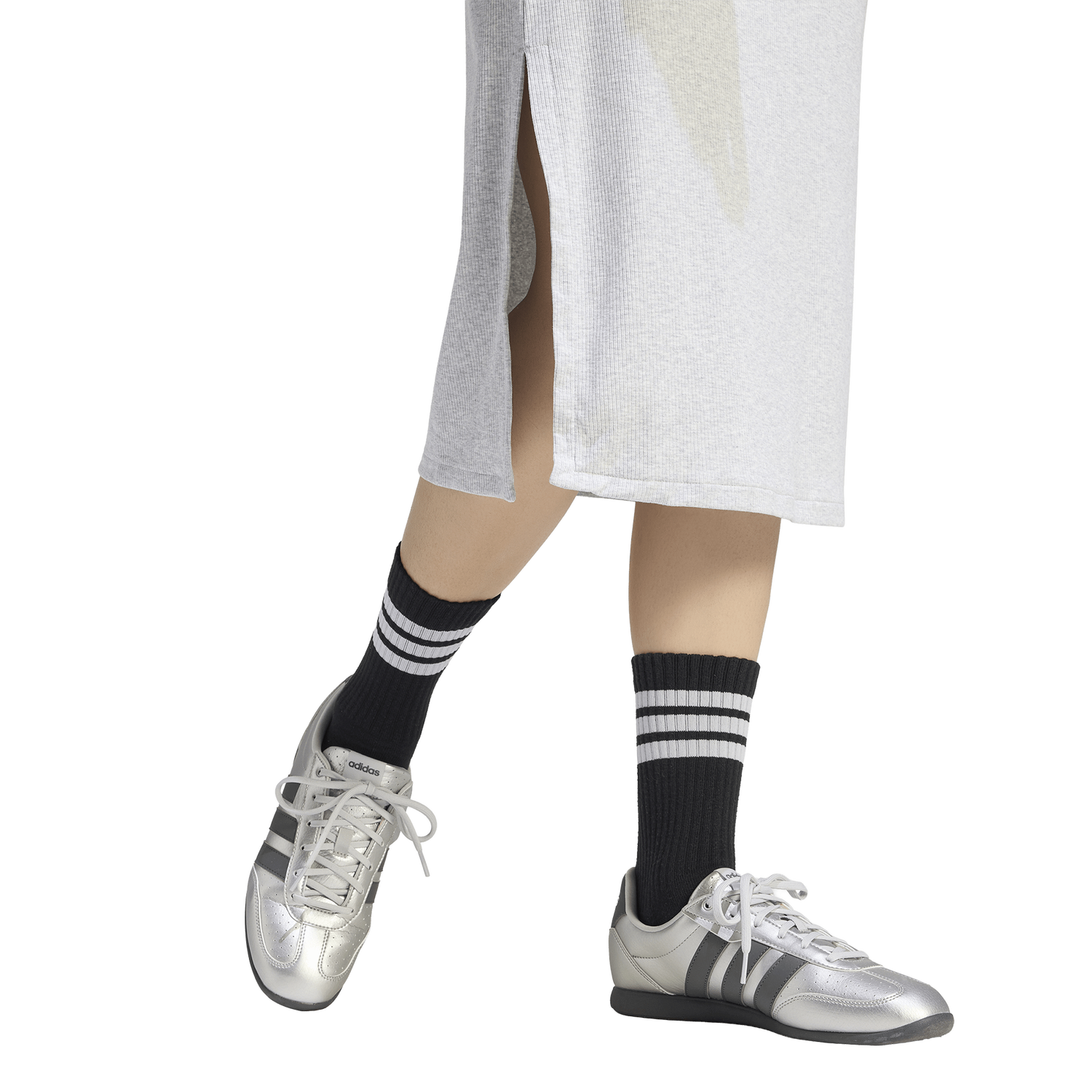 adidas Kit Small Logo Rib Dress - Women's - Light Grey Heather