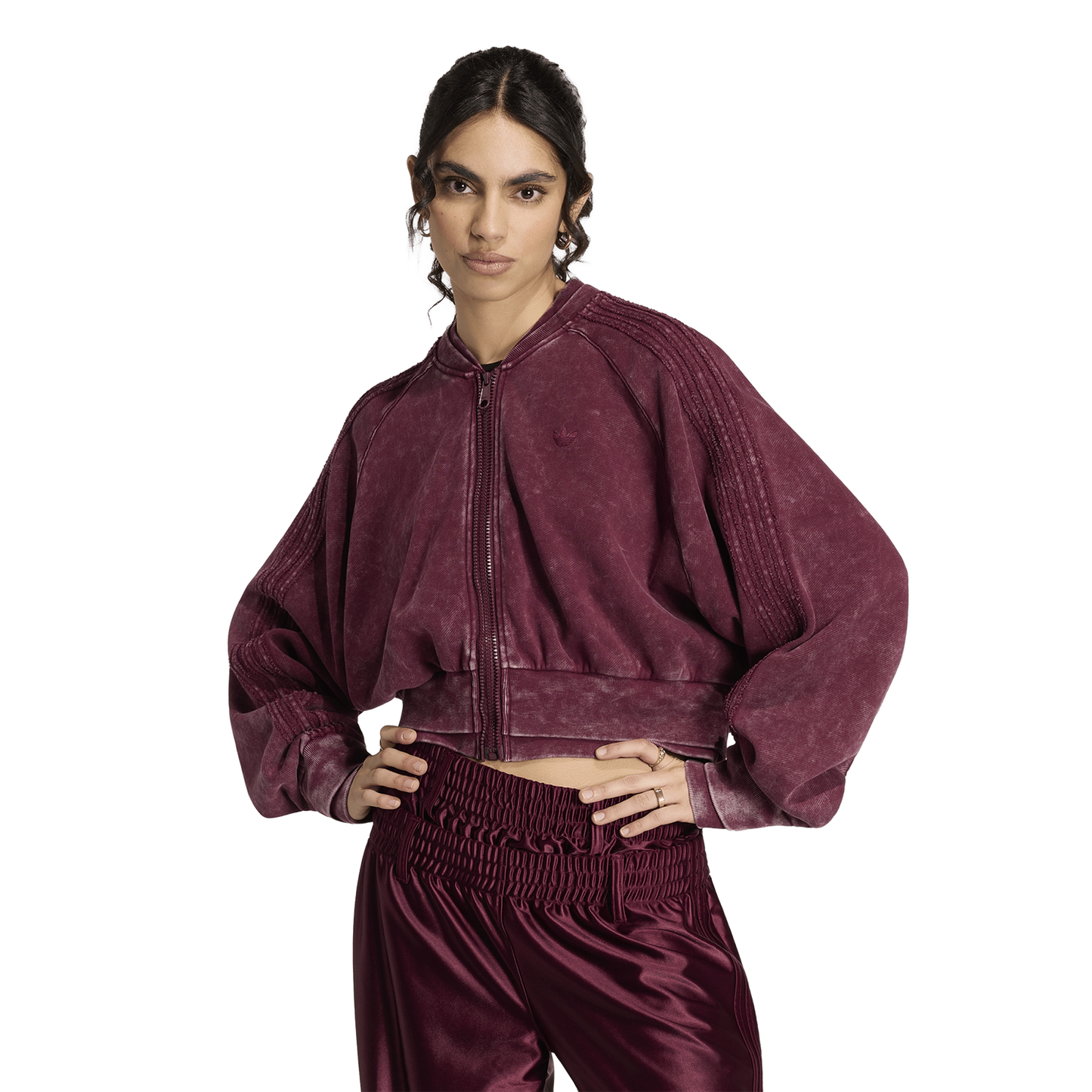adidas Originals SST Double Layered Cropped Track Top - Women's - Maroon