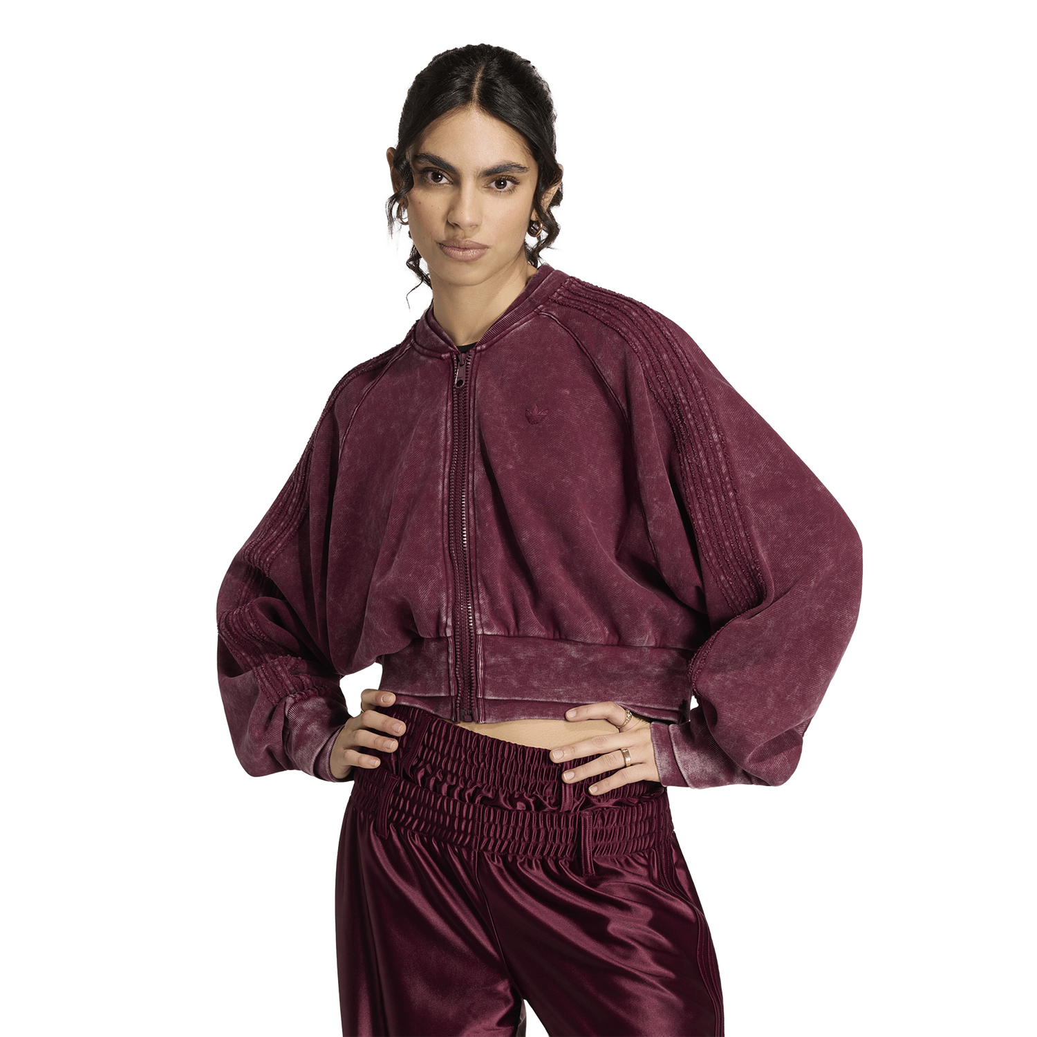 adidas Originals SST Double Layered Cropped Track Top - Women's - Maroon