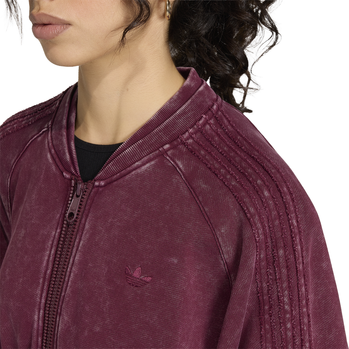 adidas Originals SST Double Layered Cropped Track Top - Women's - Maroon