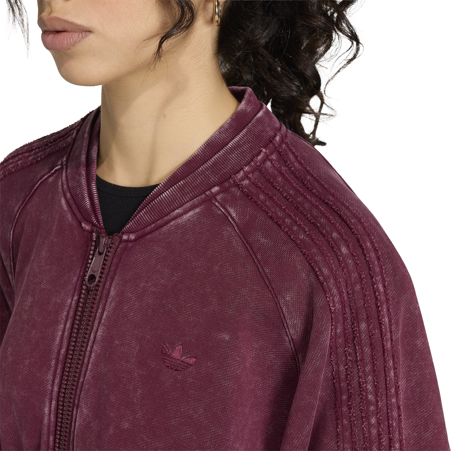 adidas Originals SST Double Layered Cropped Track Top - Women's - Maroon