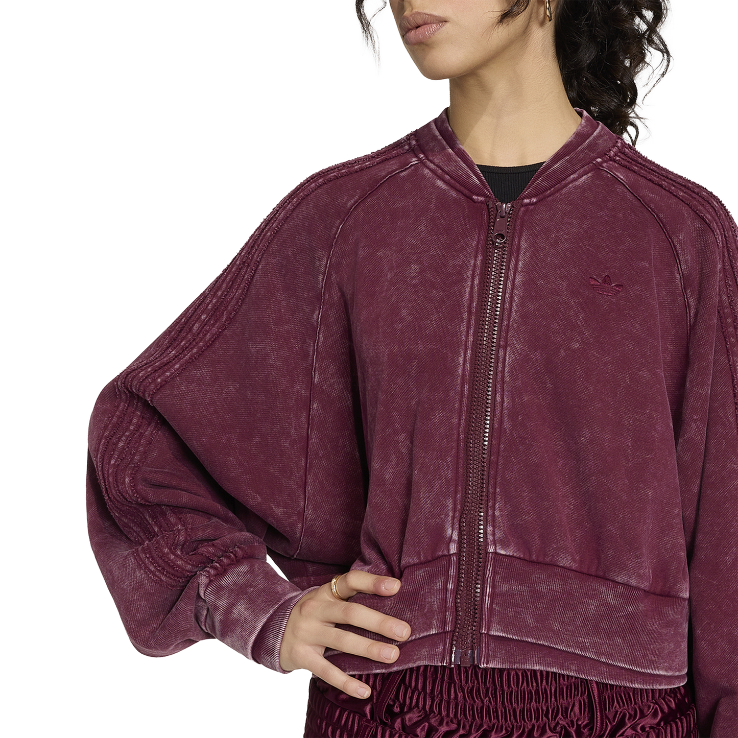 adidas Originals SST Double Layered Cropped Track Top - Women's - Maroon