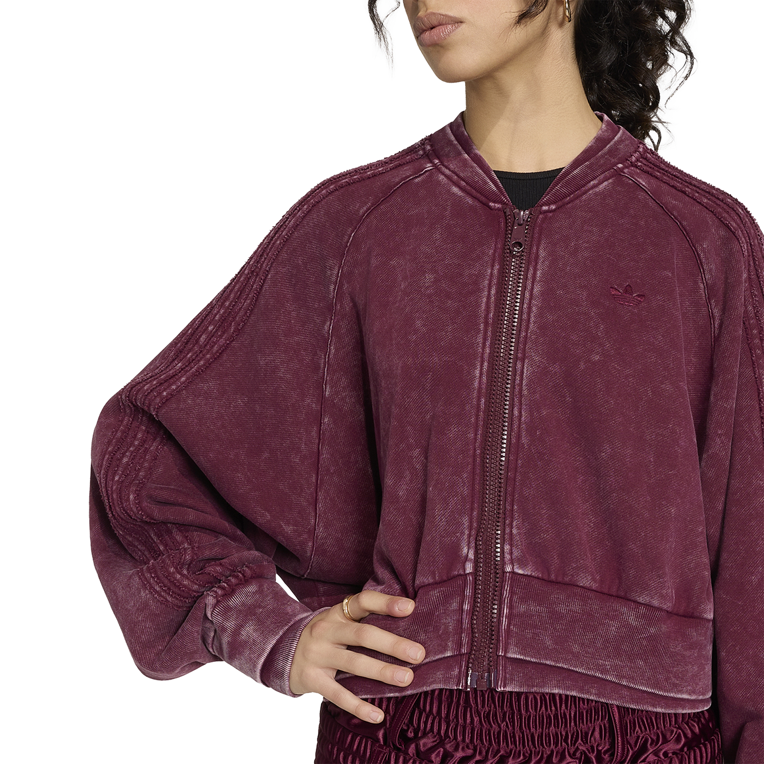 adidas Originals SST Double Layered Cropped Track Top - Women's - Maroon