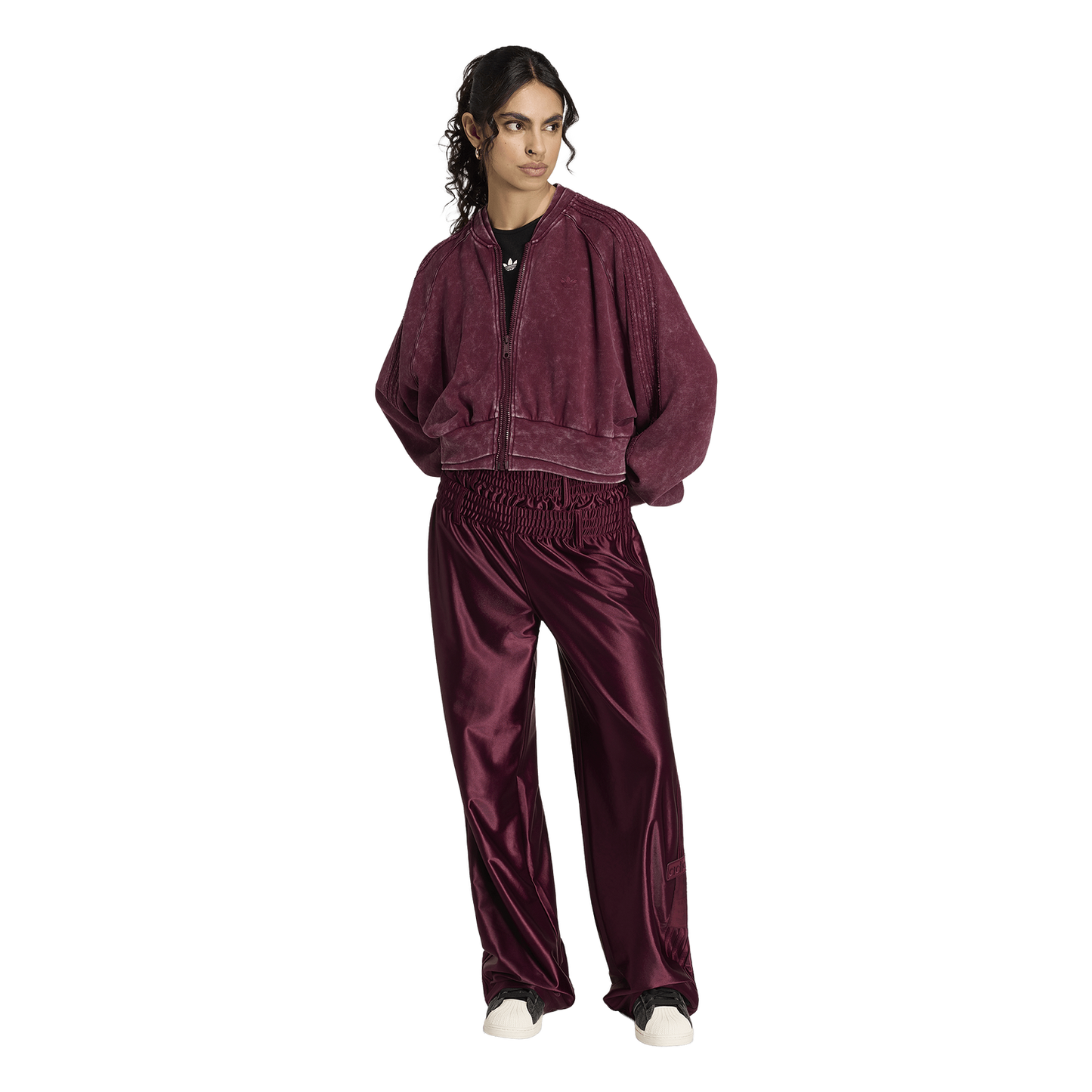 adidas Originals SST Double Layered Cropped Track Top - Women's - Maroon